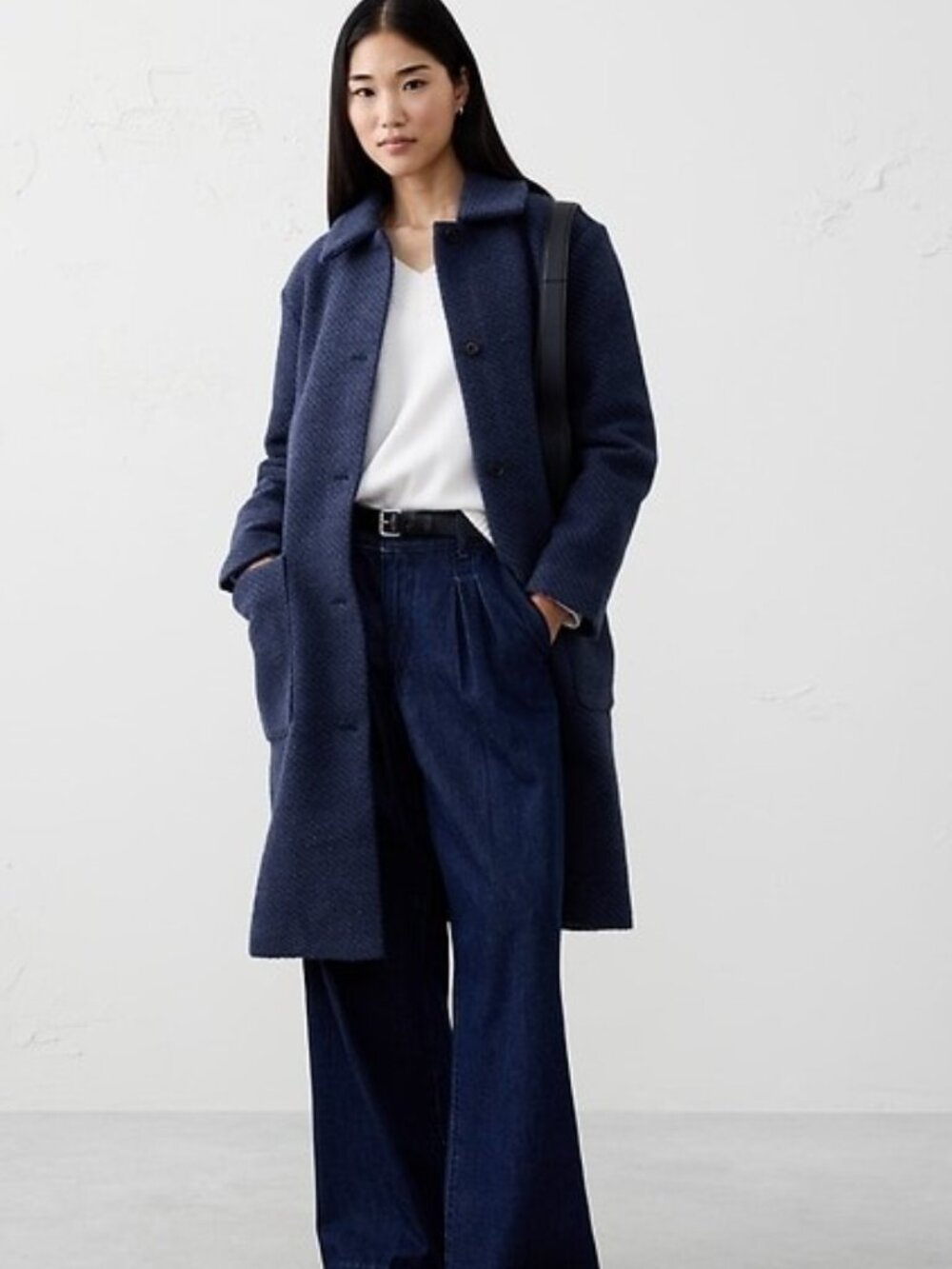 NWT, BANANA REPUBLIC, Heather Blue, Knit Long Mac Coat - XXS (runs big!)